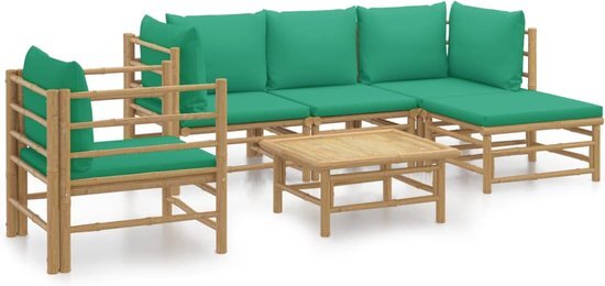 vidaXL 6-delige Loungeset met kussens bamboe groen