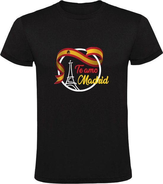 Te Amo Madrid Heren Shirt - Zwart - 2XL - Katoen