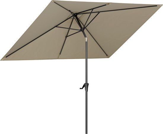 LifeGoods Parasol - 270x180cm - Taupe - Rechthoek - Kantelbaar - Waterdicht - met Hoes