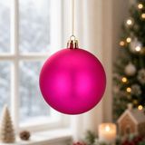 Holly & Jolly Grote kerstbal - fuchsia roze - D10 cm - kunststof - onbreekbaar - kerstversiering