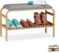 Merkloos Relaxdays Schoenenbank Bamboe met Zitkussen - 3 Paar Schoenen - Natuur - 46x69x30 cm