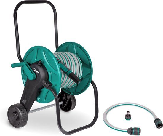 VONROC Slangenwagen set - 20m tuinslang - Incl. spuitstuk, koppelingen & aansluiting