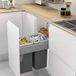 Menage Confort Uittrekbare vuilnisemmer met automatische opening voor keukenkast, 2 x 24 l, recyclingcontainer, breedte 462-468 mm