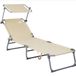 OEM Shenzhen Haorui Industrial Technology Co., Ltd. Ligbed met Zonnescherm - Opvouwbaar Strandbed Verstelbaar en Draagbaar - Campingbedjes Met Zonneluifel - Beige