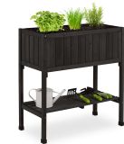 Relaxdays Moestuinbak op poten - met folie - 80 x 74 x 38 cm - dennenhout - zwart