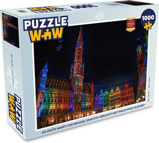 MuchoWow Puzzel De Grote Markt van Brussel snachts verlicht met kleuren - Legpuzzel - Puzzel 1000 stukjes volwassenen