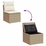 vidaXL 6-delige Loungeset met kussens, polyrattan, beige
