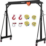 VEVOR Mobiele Portaalkraan 2267,96 Kg, 255-375 cm Hoogte Verstelbaar, Stalen Laadkraan met Handtrolley en 360° Zwenkwielen
