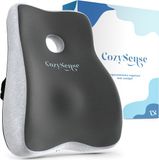 CozySense® Rugsteun - Verstelbaar Rugkussen Onderrug - Lendekussen voor Auto, Bureaustoel, Bed & Bank - Ergonomisch - Met Coolgel - Wasbare Hoes