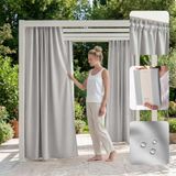 ROOM99 Garden Line Outdoorgordijn met plooiband, 155 x 270 cm (b x h), buitengordijn, weerbestendig, waterdicht, inkijkbescherming, zonwering, winddicht, grijs