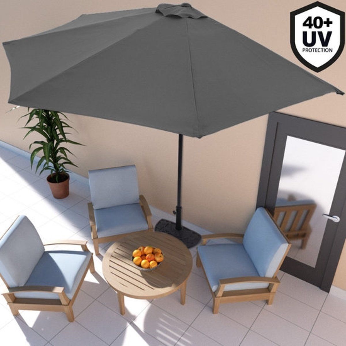 Somultishop Balkon parasol, halve parasol, muur parasol, Antraciet