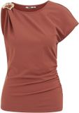 WE Fashion Dames jersey top met gouden accent