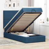 vidaXL Ottoman Bed with Mattress and LED Lights, Blue, 200x200cm, Fabric