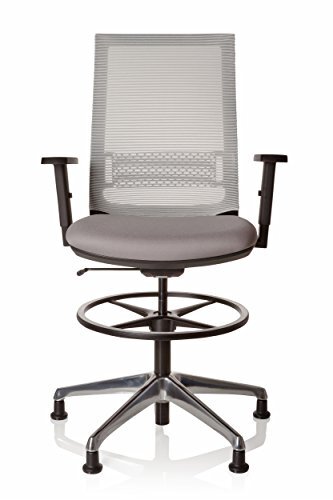 HJH OFFICE 721943 werkstoel hoog TOP Work 99 stof grijs ergonomische bureaustoel met glijders