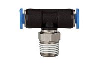 RIEGLER T-steekschroefverbinding »Blaue serie« mini, draaibaar, R 1/8, voor buitenslang Ø 6 mm, werkdruk max. 10 bar, kunststof/MS vern.