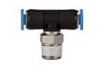 RIEGLER T-steekschroefverbinding »Blaue serie« mini, draaibaar, R 1/8, voor buitenslang Ø 6 mm, werkdruk max. 10 bar, kunststof/MS vern.