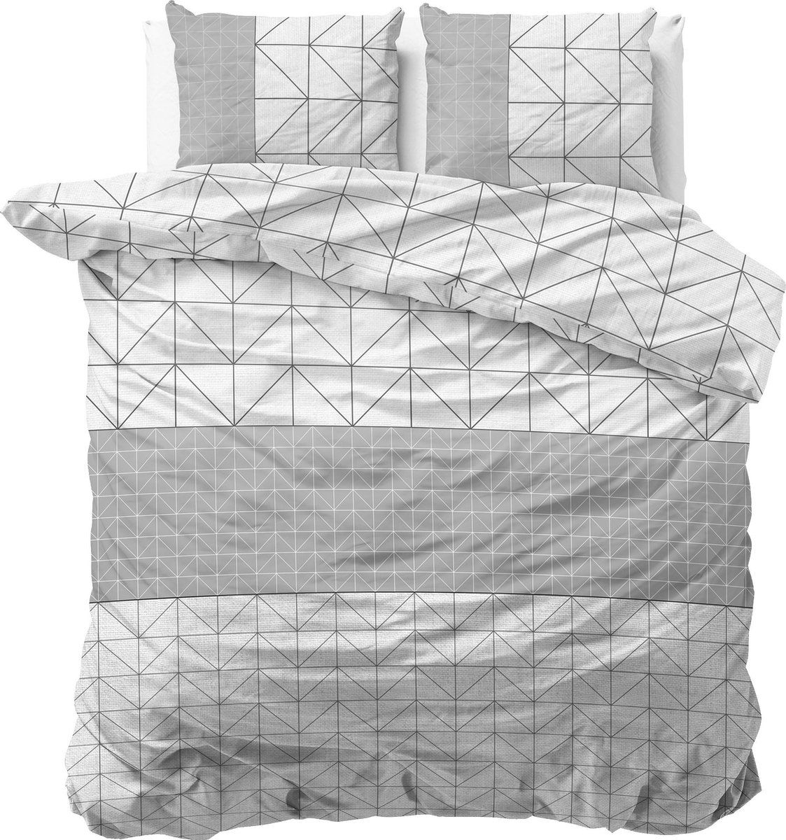 Sleeptime Flanel Gino Dekbedovertrekset - Tweepersoons - 200 x 200/220 + 2 kussenslopen 60x70 - Grijs