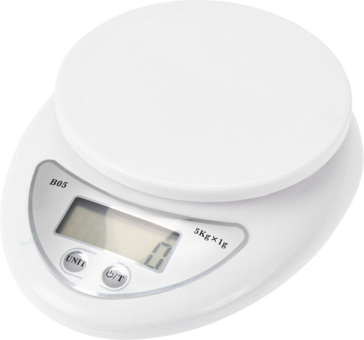 Digitale keukenweegschaal - wit - kunststof - 16 x 13 cm