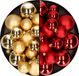 Decoris Kaemingk B.V. Kerstversiering kunststof kerstballen kleuren mix rood/goud 6-8-10 cm pakket van 44x stuks