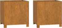 vidaXL Plantenbak met poten 42x40x43 cm Cortenstaal - 2 stuks