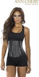 Ann Chery Premium Label Latex Waist Trainer Exclusieve Collectie Kort Model Metallic Look Zwart Maat M