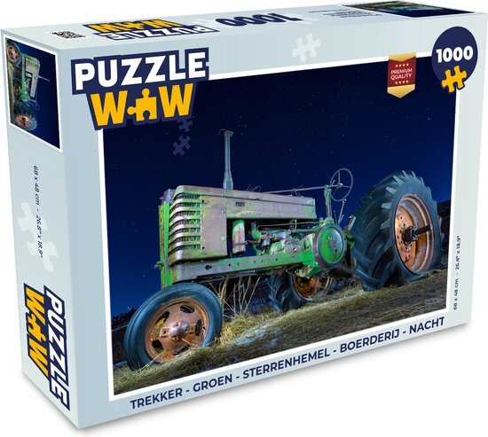 MuchoWow Puzzel Trekker - Groen - Sterrenhemel - Boerderij - Nacht - Legpuzzel - Puzzel 1000 stukjes volwassenen - Sinterklaas cadeautjes - Sinterklaas voor grote kinderen