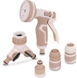 VONROC Broespistool – Multisproeier – 8 sproeistanden – incl. 2-weg waterverdeler en koppelingen – beige