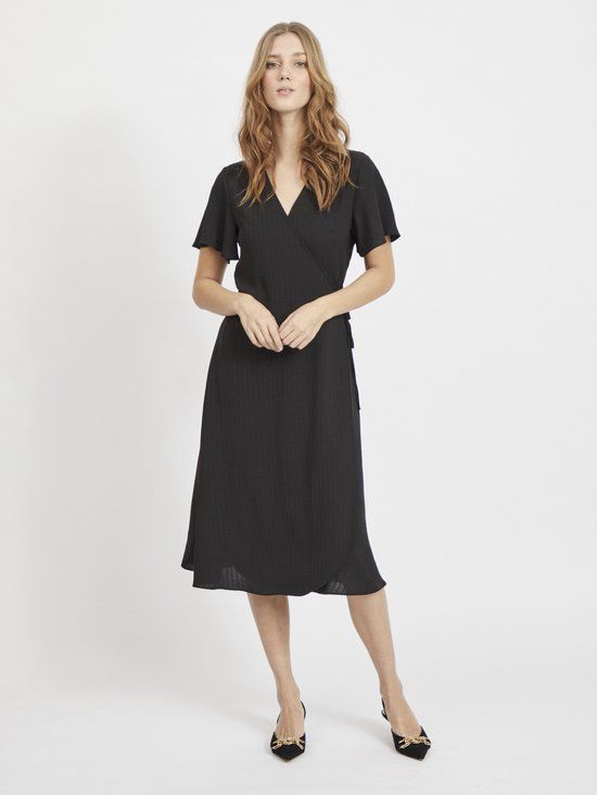 VILA VILOVIE S/S WRAP MIDI DRESS/SU - NOOS Dames Jurk - Maat 44