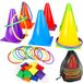 jeu de lancer 3-en-1 pour enfants, 31 pièces, incluant des anneaux, des quilles, adapté pour une utilisation dans le jardin