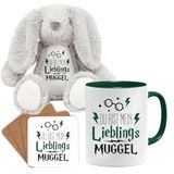 Grappige Teddybeer mok en onderzetterset (donkergroen)