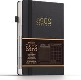 Merkloos Agenda 2025 - 365 pagina's dagschema en 24 pagina's maandplan - meertalig - penlus en binnenvak - gebonden uitgave (zwart)