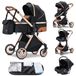 Poussette combinée S800 3-in-1 Modulaire Pliable Compatible avec sièges auto Convient aux nouveau-nés Noir