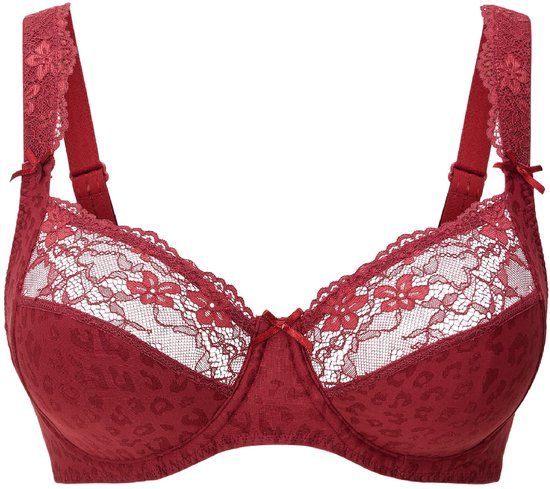 LingaDore DAILY Beugel BH - Plus Size - Ruby wine jacquard
