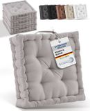Beautissu Zitkussen Set van 4 Matraskussen 50x50x8 cm - vloerkussen met praktische draaggreep - kussen taupe - Mila