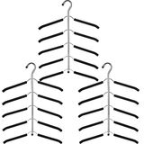 JFFLYIT Blouse Boomhangers meerlaagse kleerhangers 3-pack 5-in-1 antislip ruimtebesparende kast organizer roestvrij staal shirt hangers jassen hangers (zwart)