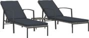 Bol Lit de jardin 2 pièces avec table poly rotin gris