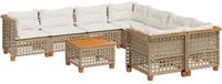 vidaXL 9-delige Loungeset met kussens, polyrattan, beige