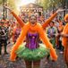 Atosa Carnaval verkleed boa met veren - oranje - 180 cm