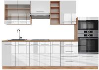 Vicco Fame-Line Unité de cuisine complète – 280 cm, WB Chêne Blanc laqué brillant/chêne doré puissant