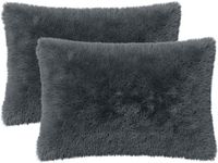 vidaXL Kussensloop 2 stuks HEERLEN Antracietkleurig 50 x 75 cm PV Fleece