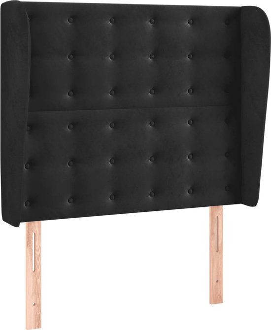 VidaXL Hoofdbord met randen 103x23x118/128 cm fluweel zwart
