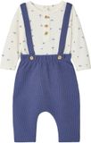 Vertbaudet Babyset met body en broek, middenblauw, lange mouw, ronde hals, 100% biologisch katoen, maat 62