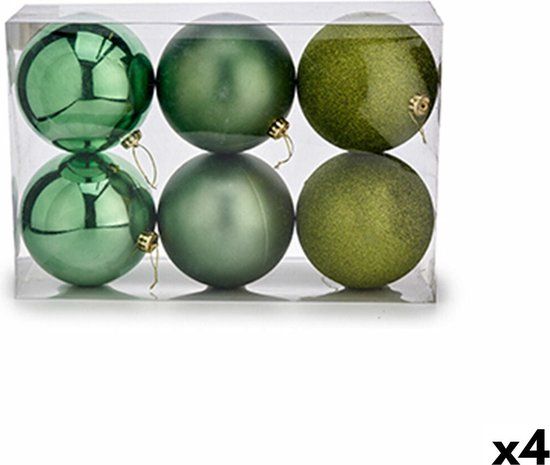 Set kerstballen - Groen - 4 stuks - 15 cm