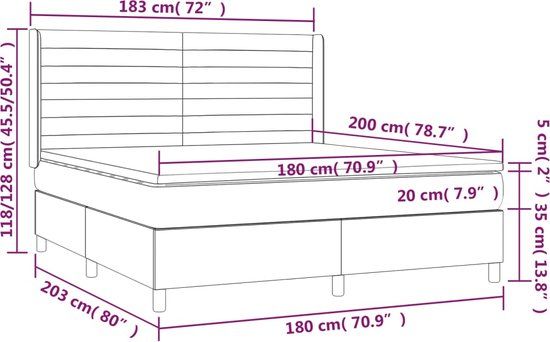 vidaXL Boxspring met matras - Donkerbruin - 180x200 cm