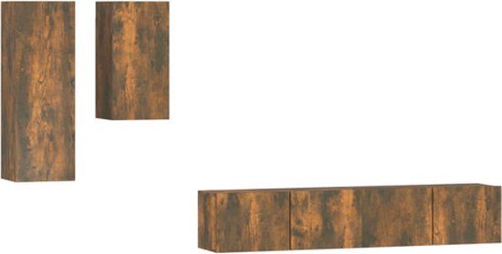 vidaXL 4-delige Tv-meubelset bewerkt hout gerookt eikenkleurig