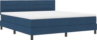 vidaXL Boxspring Bed met LED-stripverlichting Blauw 180 x 200 cm Stof