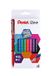 Pentel iZee BX460 balpen met metalen clip, brede punt 1 mm, zwart/rood/blauw/groen/oranje/roze/hemelsblauw/paars, 8 stuks