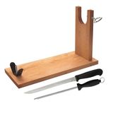 Well Home Houten hamhouder met V-beslag, spike en vijg + hammessenset (25 cm) en geweer (21 cm) van hoogwaardig roestvrij staal