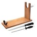 Well Home Houten hamhouder met V-beslag, spike en vijg + hammessenset (25 cm) en geweer (21 cm) van hoogwaardig roestvrij staal