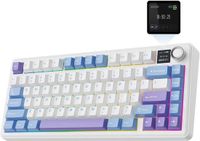 AULA F75 MAX - Blanc/Bleu - Mécanique Sans fil Clavier - RGB - 75% - QWERTY - Gaming Keyboard - Leobog Reaper Switch